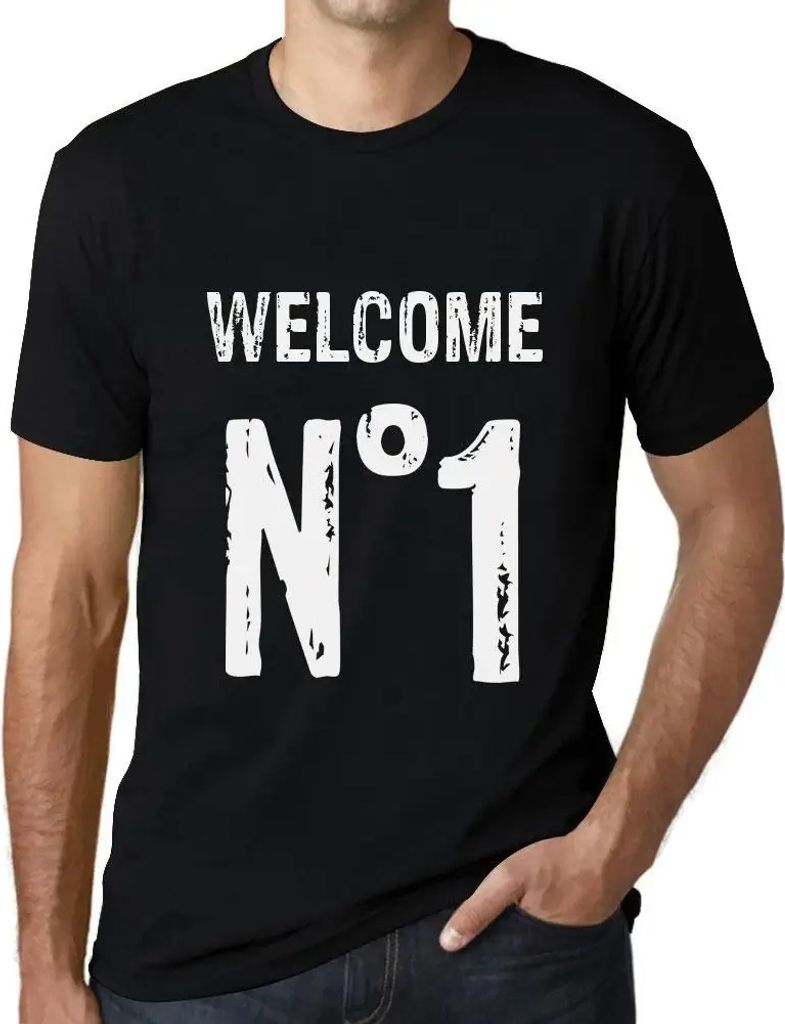 Herren Grafik T-Shirt Willkommen Nr 1 – Welcome No 1 – Öko-Verantwortlich Vintage Jahrgang Kurzarm Lustige Druck Geburtstag Geschenk Mann
