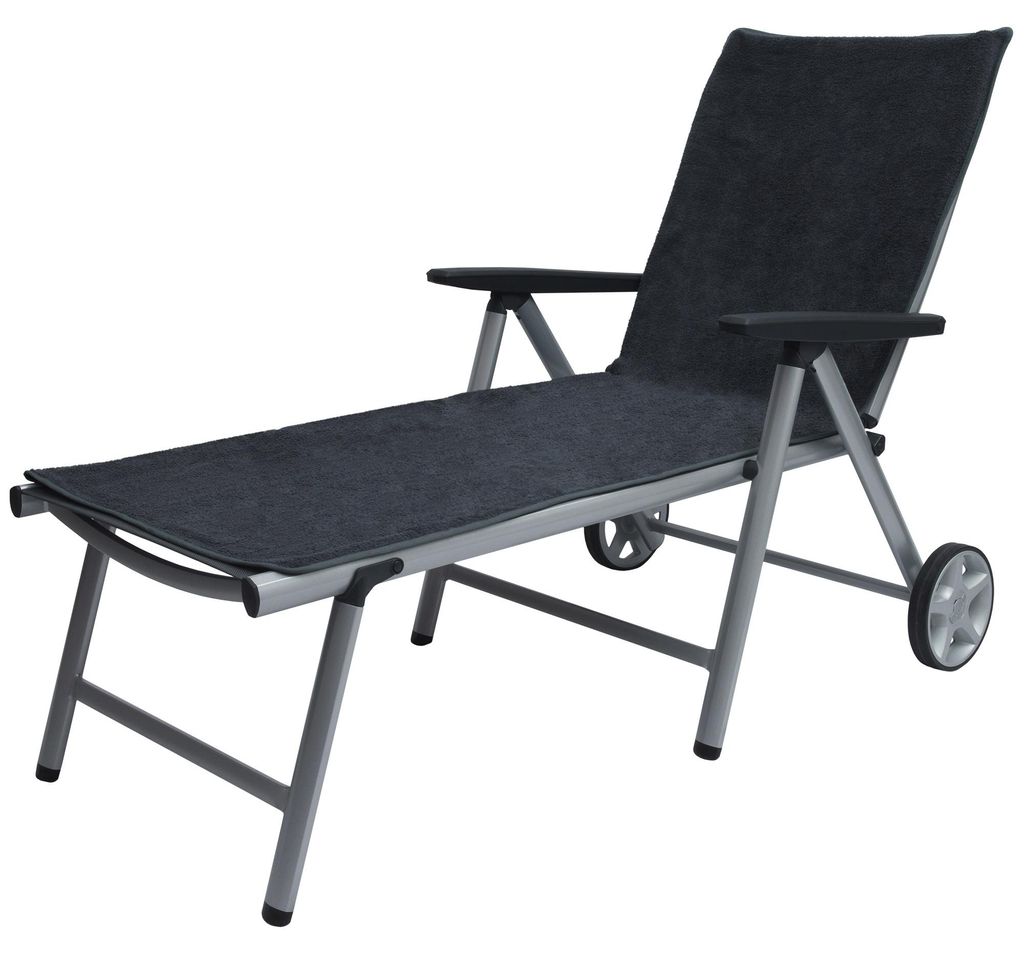 Beautissu XL Frottee Handtuch für Sonnenliege Marbella, 70x200cm, Anthrazit