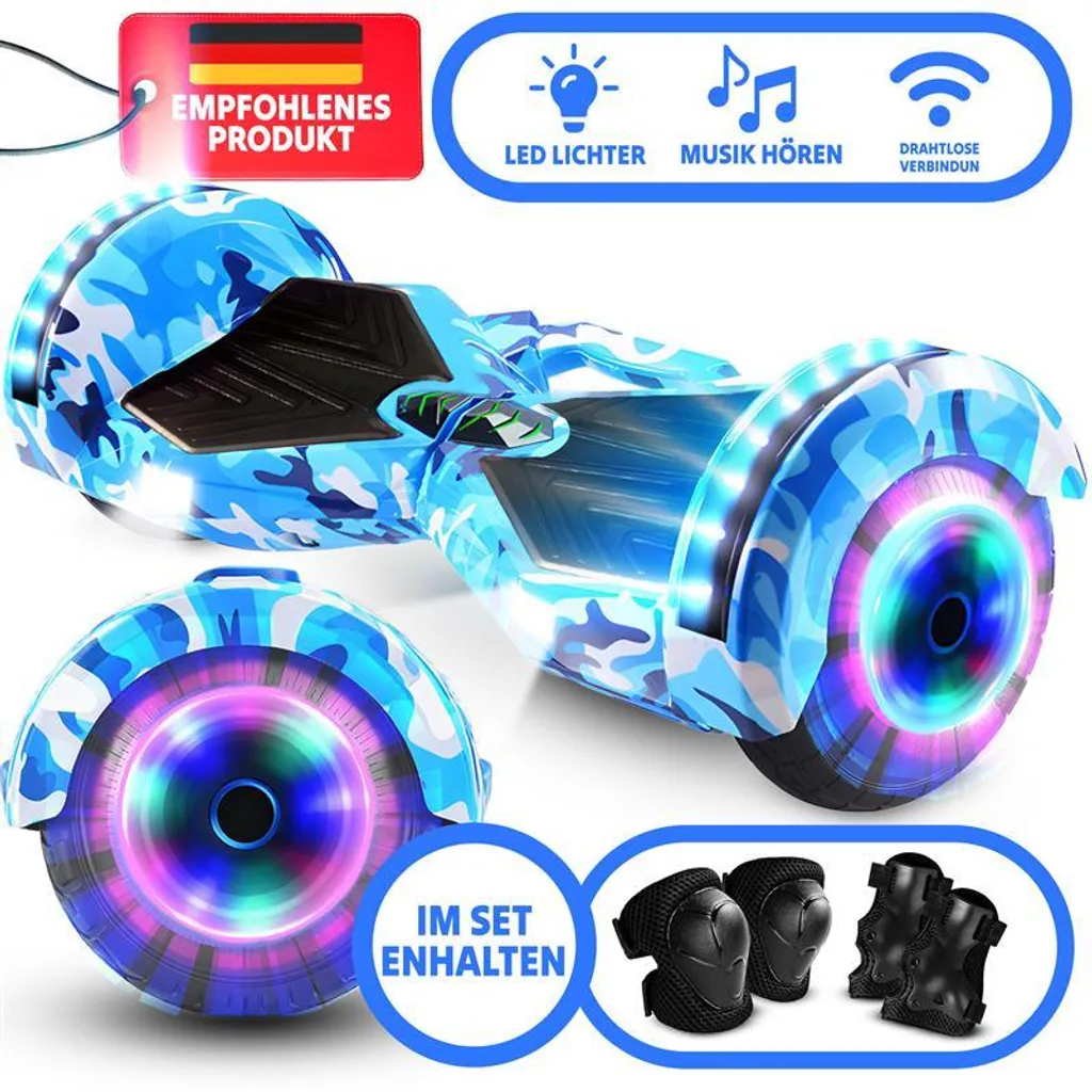 Hoverboard 8 pouces Retoo avec Bluetooth et Hoverkart pour Enfant