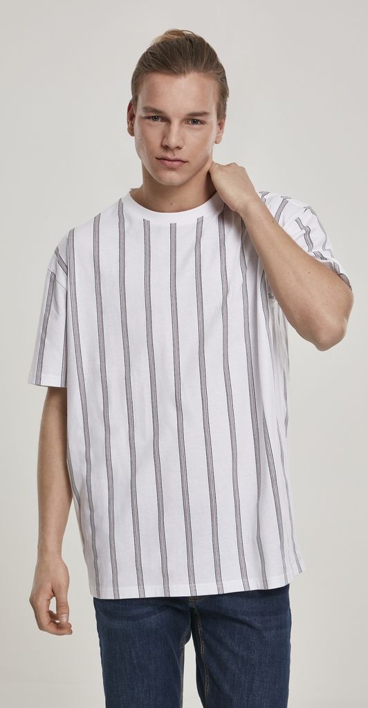 Urban Classics T-Shirt Heavy Oversized AOP Stripe Tee White/Navy-M