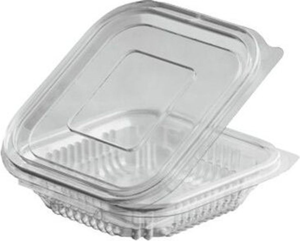 50x Rechteckbecher klar mit Deckel 125 ml (PET) Produktbild 