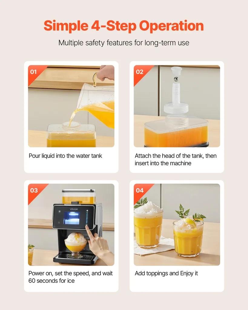 Machine Bingsu Refroidissement Rapide 90s avec Réservoir de 0,8 L - 5