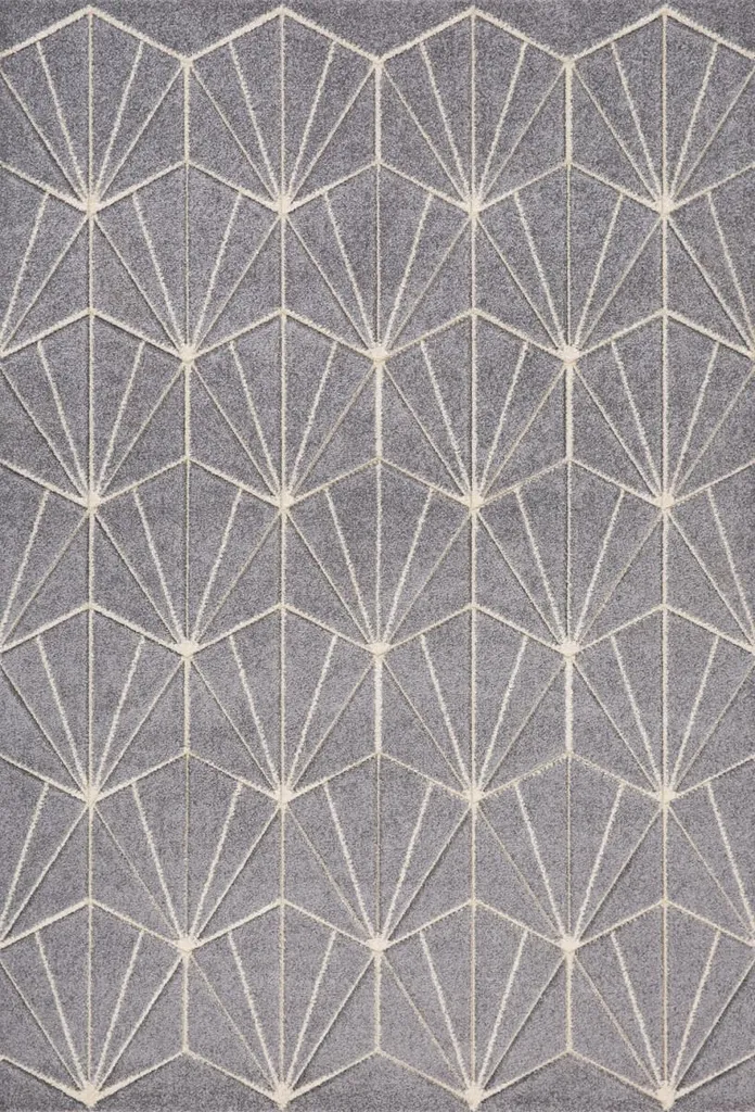 Tapis Portland 133x190 cm - Tapis Moelleux à Motifs Géométriques