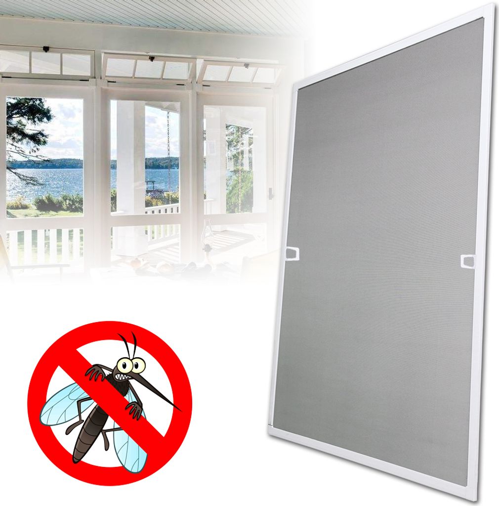 TolleTour Fliegengitter Insektenschutz Fenster 80 x 100 cm Mückenschutz mit Alu-Rahmen Bausatz Mückengitter Fliegenschutz Weiß