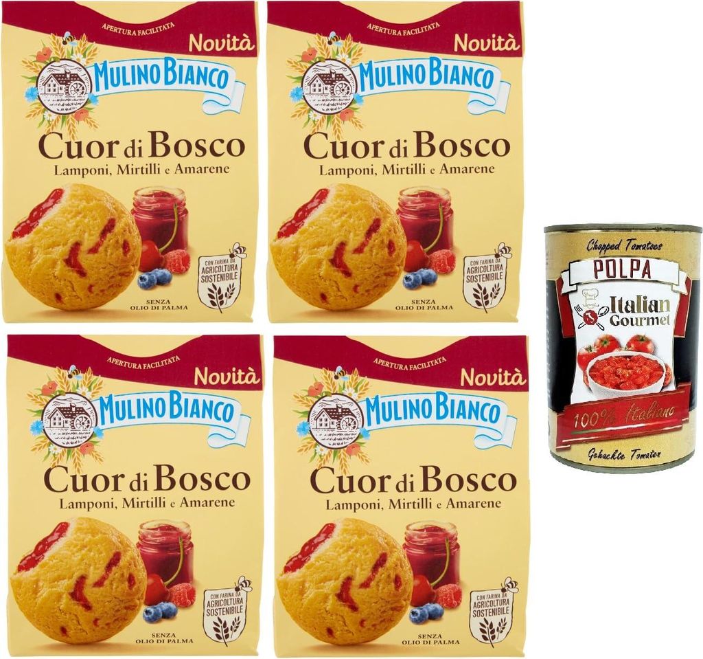 Mulino Bianco Biscotti Cuor di Bosco Kekse von Cuor di Bosco 4x300gr + Italian Gourmet polpa 400g