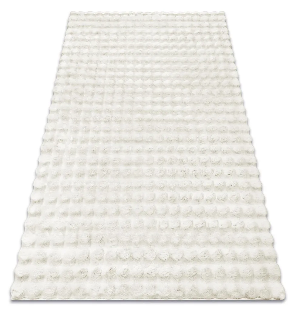 Tapis de Salon Blanc à Relief 3D BUBBLE 11 Effet Cuir 60x100 cm