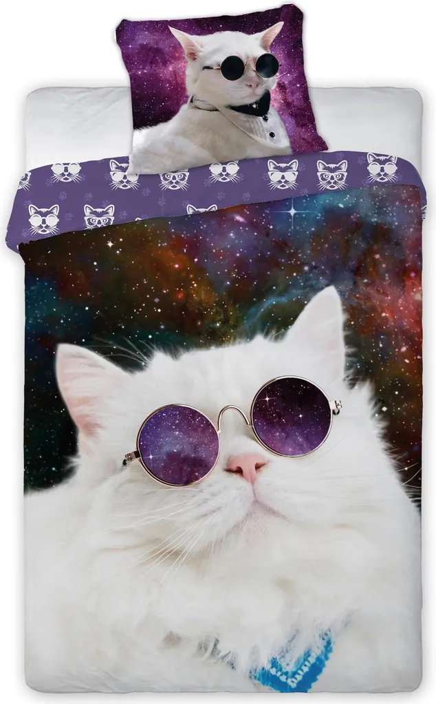 Linge de lit chat 160x200 anti-irritation en coton doux pour ado