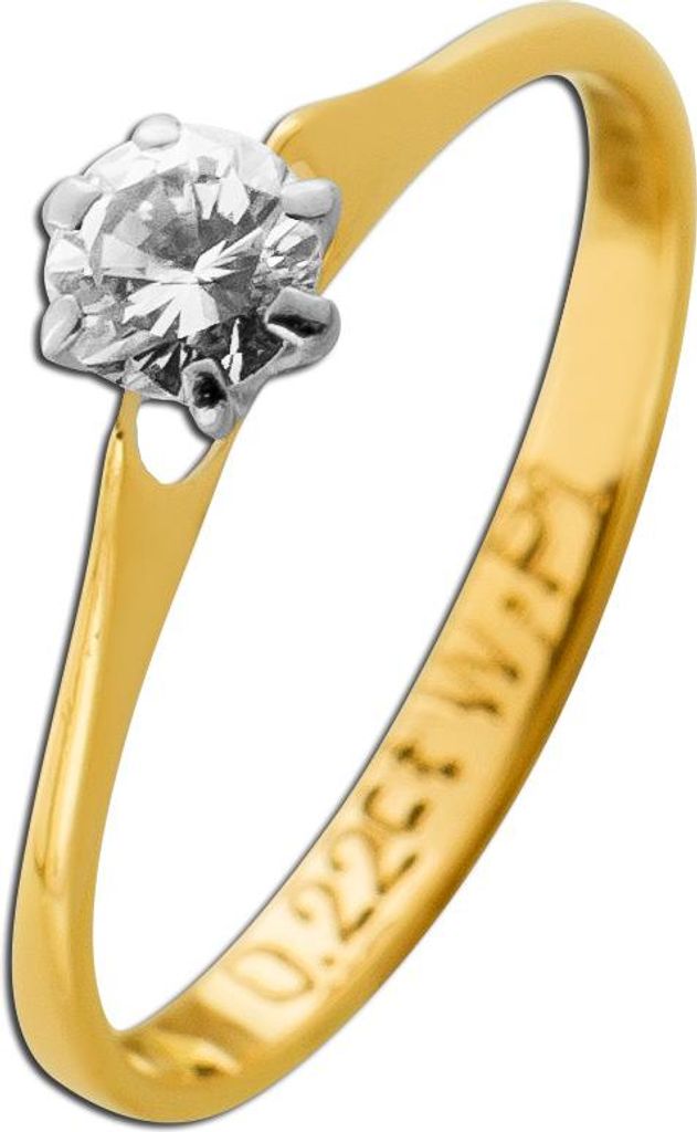 Solitär Ring Gold 750 18 Karat Brillant 0.22ct 15