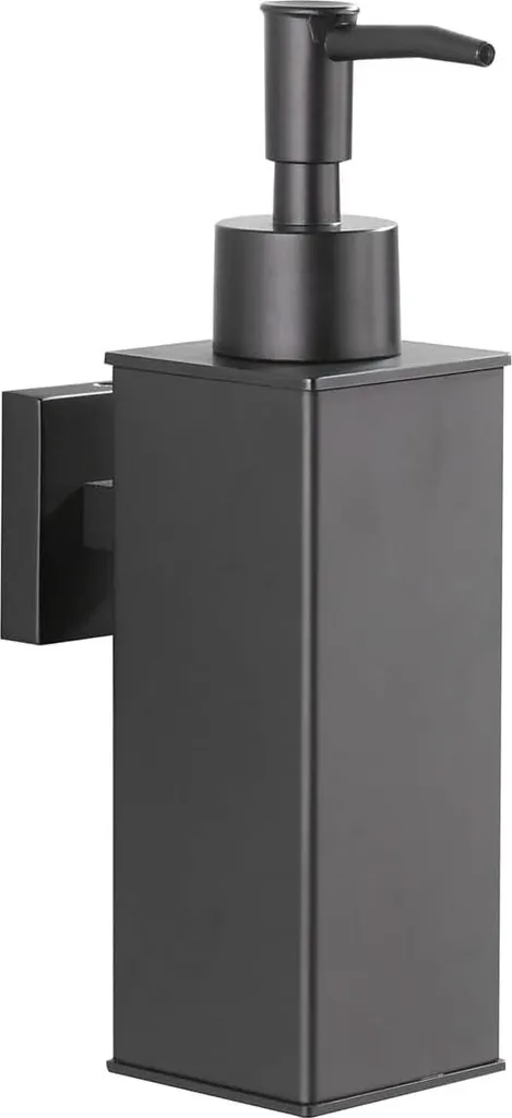 Distributeur de savon inox 304 noir mat robuste avec fixation murale