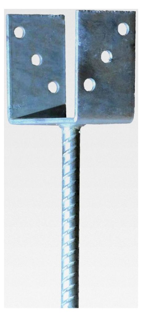 Pfostenträger Balkenträger U-Gabel mit Dolle 200 mm lang zum Einbetonieren Gesamtlänge 300 mm (Gabelweite: 121 mm)