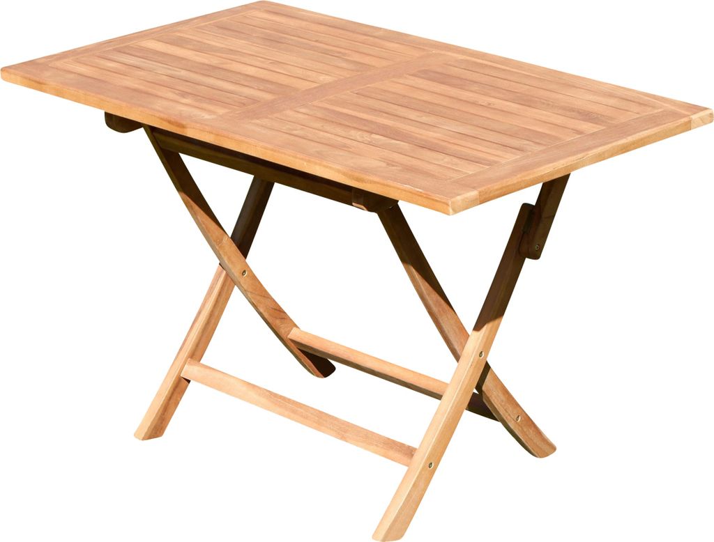 ALEOS. TEAK Klapptisch Holztisch Gartentisch Garten Tisch 120x70cm JAV-AVES Holz echt Teakholz