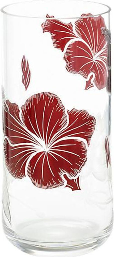 Vase Red Queen 23 cm, Transparent/Rot, aus Glas