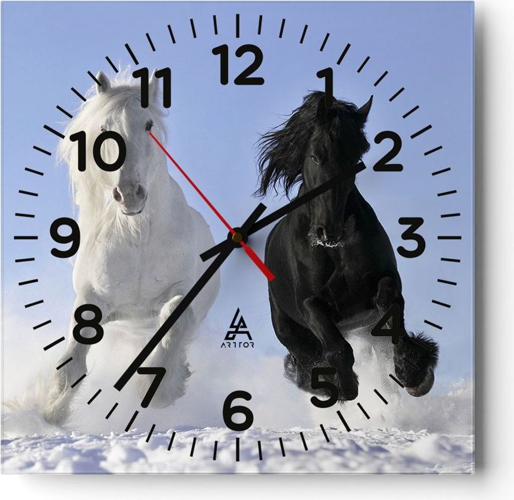 Wanduhr - Quadrat - Glasuhr - Tiere Schönheit Wettbewerb - 40x40cm - Schleichendes Uhrwerk - Lautlos - zum Aufhängen bereit - Dekoration Modern -...