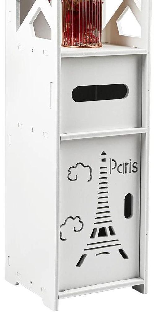 Badezimmerschrank für WC - Schlanker Hochschrank - Freistehend - PVC Kunststoff - 80x20x20 cm - Weiß