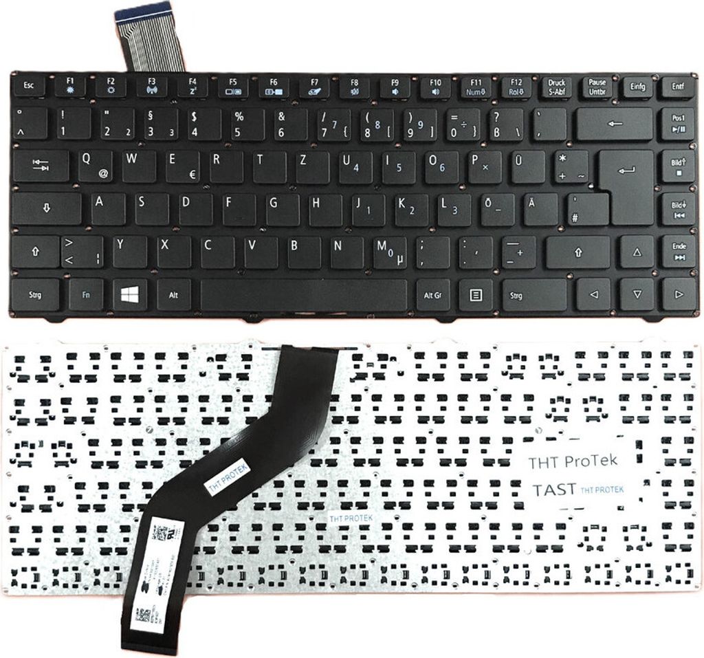 Tastatur - Farbe: Schwarz - ohne Rahmen Deutsches Tastaturlayout kompatibel für ACER Swift 1 (SF114-32-P07W)