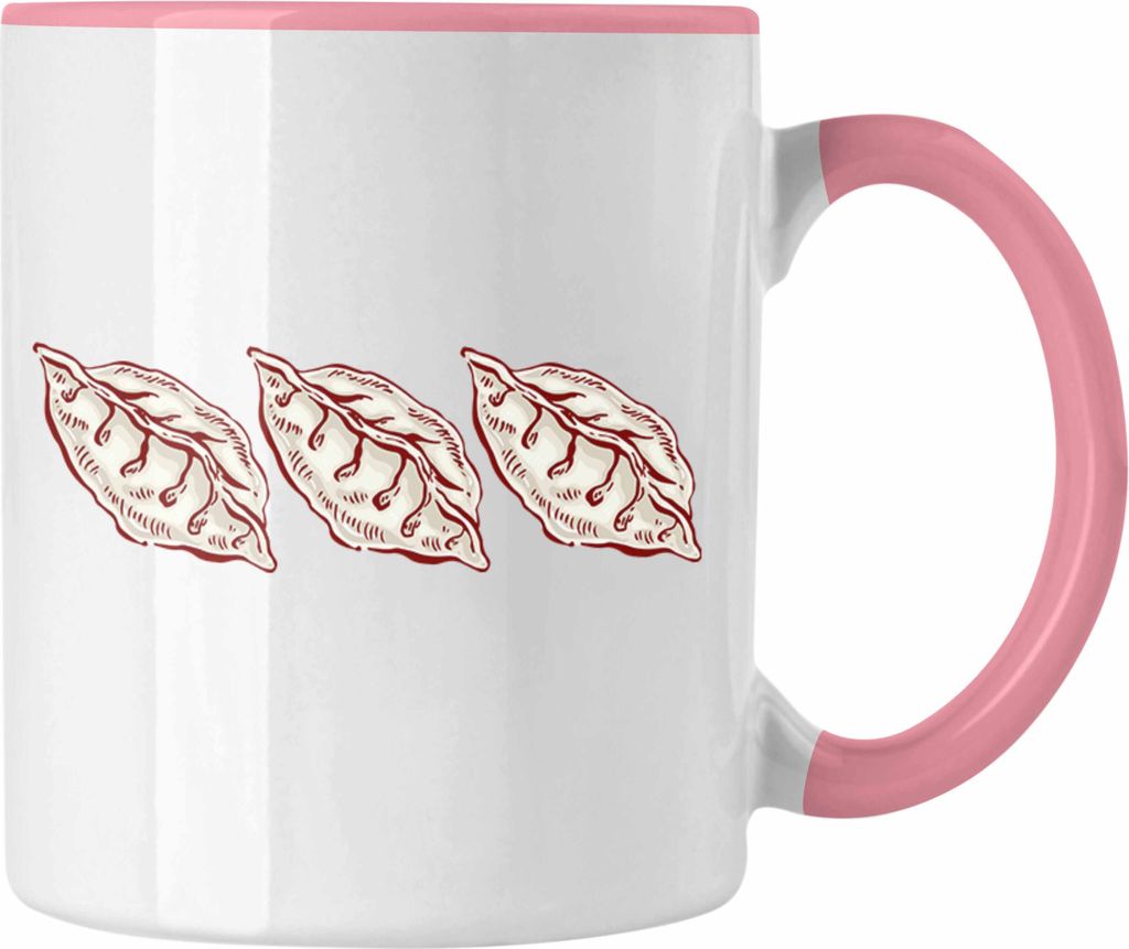 Trendation - Dumpling Tasse Geschenk Gyozas Asiatisch Sushi Liebhaber Geschenkidee 3 Dumplings (Rosa)
