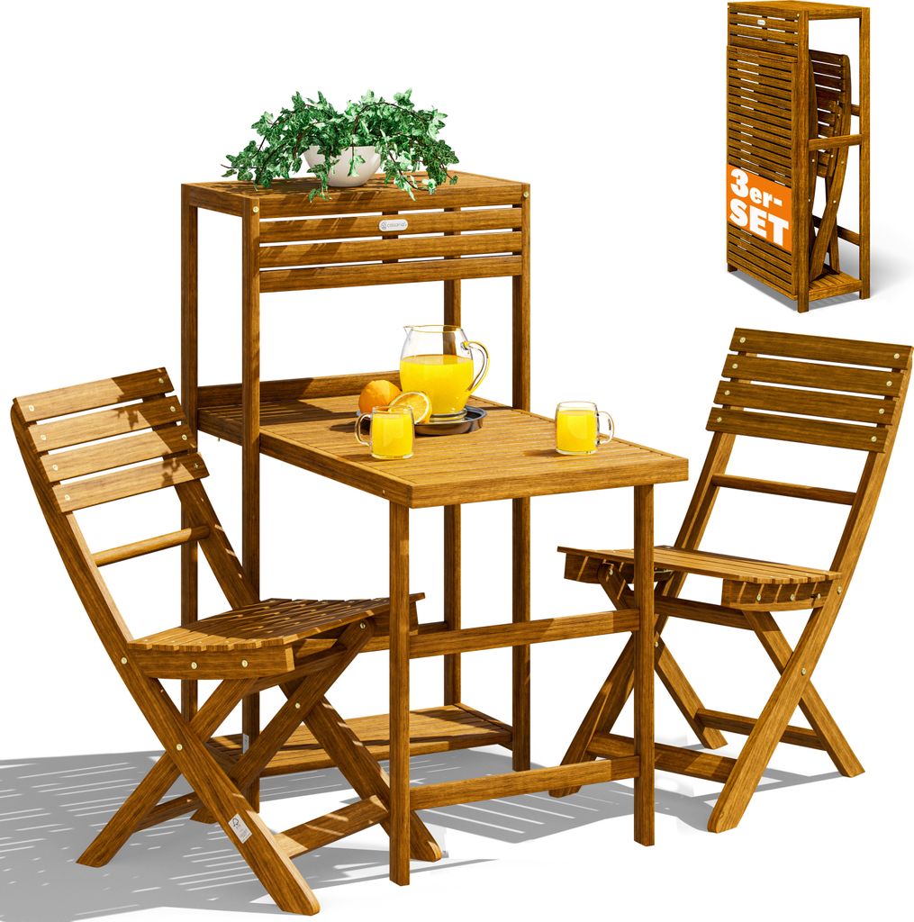 CASARIA® Balkonmöbel Set 2 Personen Wetterfest Klappbar Produktbild 