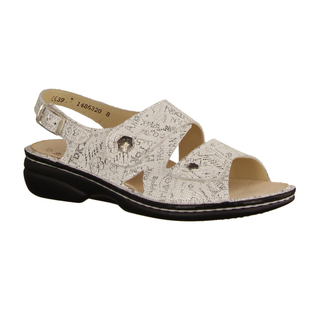 Finn Comfort Milos bequeme Damen, Bianco, Leder, NEU - Damenschuhe Sandale bequem / lose Einlage, Weiß, leder (words)