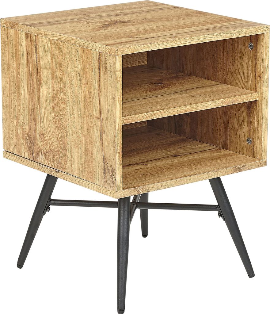 BELIANI Nachttisch Helles Holz MDF mit 2 offenen Ablagen Minimalistisch Modernes Schlafzimmer Stück