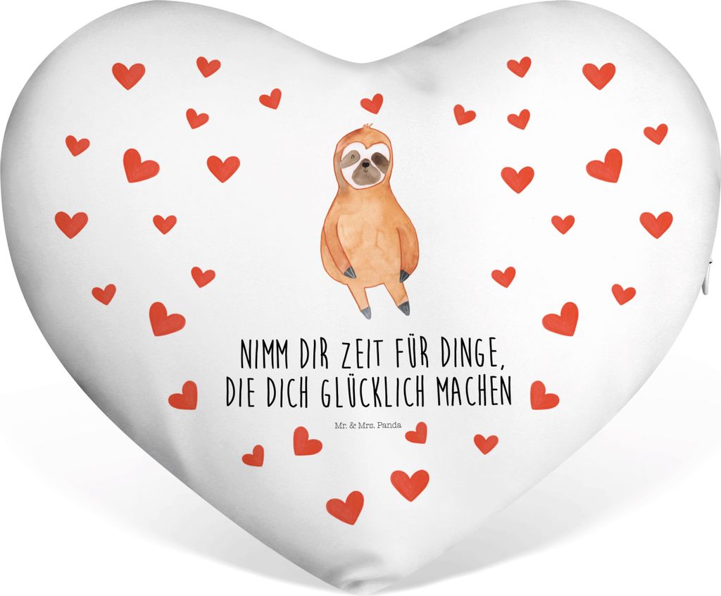 Mr. & Mrs. Panda Dekokissen Faultier Zufrieden - Weiß - Geschenk, Valentinstags Kissen, Glück, Kuschelkissen, Geburtstagskissen, Sofakissen, Paus...