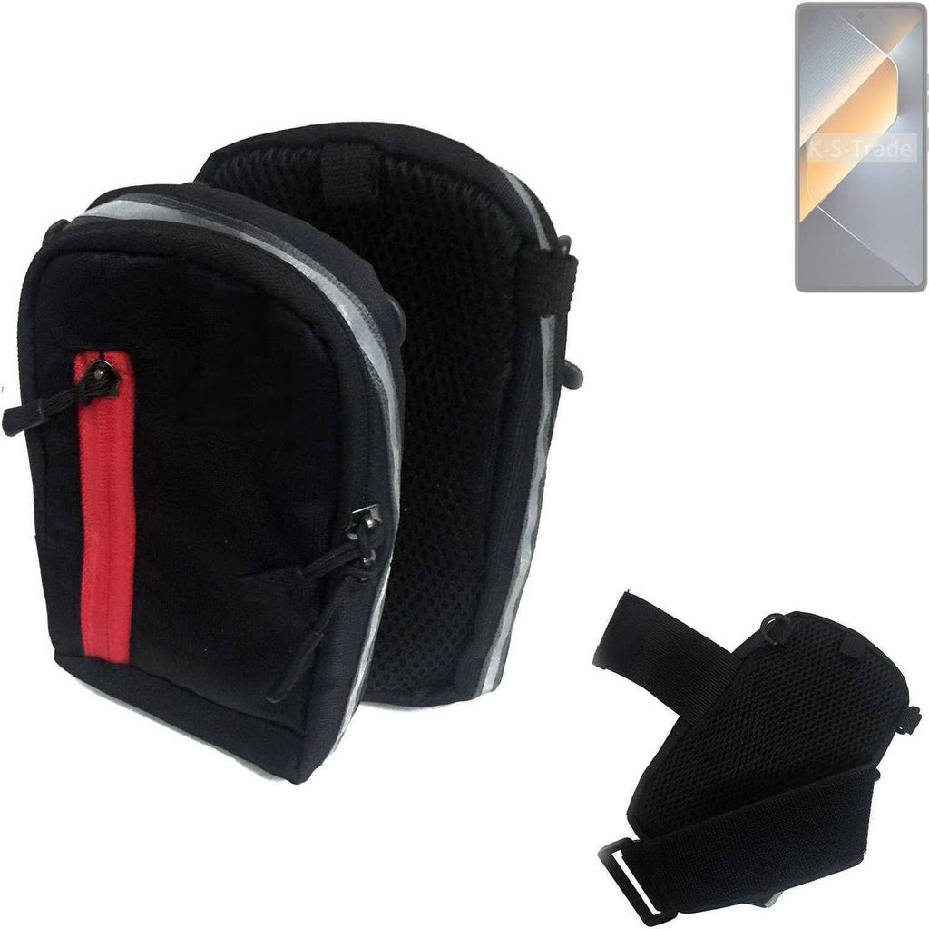 K-S-Trade Outdoor Gürteltasche Holster Umhängetasche kompatibel mit Tecno Pova 6 schwarz Handy Tasche Case travelbag Schutz Hülle Handy Hülle