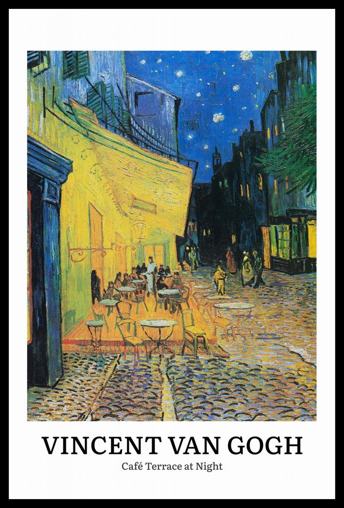 Plakat 40x60cm Design Café-Terrasse, Van Gogh Vintage für das Wohnzimmer