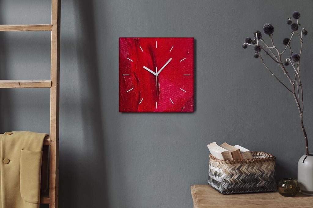 Coloray Hodiny Unikátní 30x30 cm Tiché hodiny Pro obývací pokoj a kuchyň Nástěnné hodiny Plátno Bílé ručičky hodin - Textura plátna