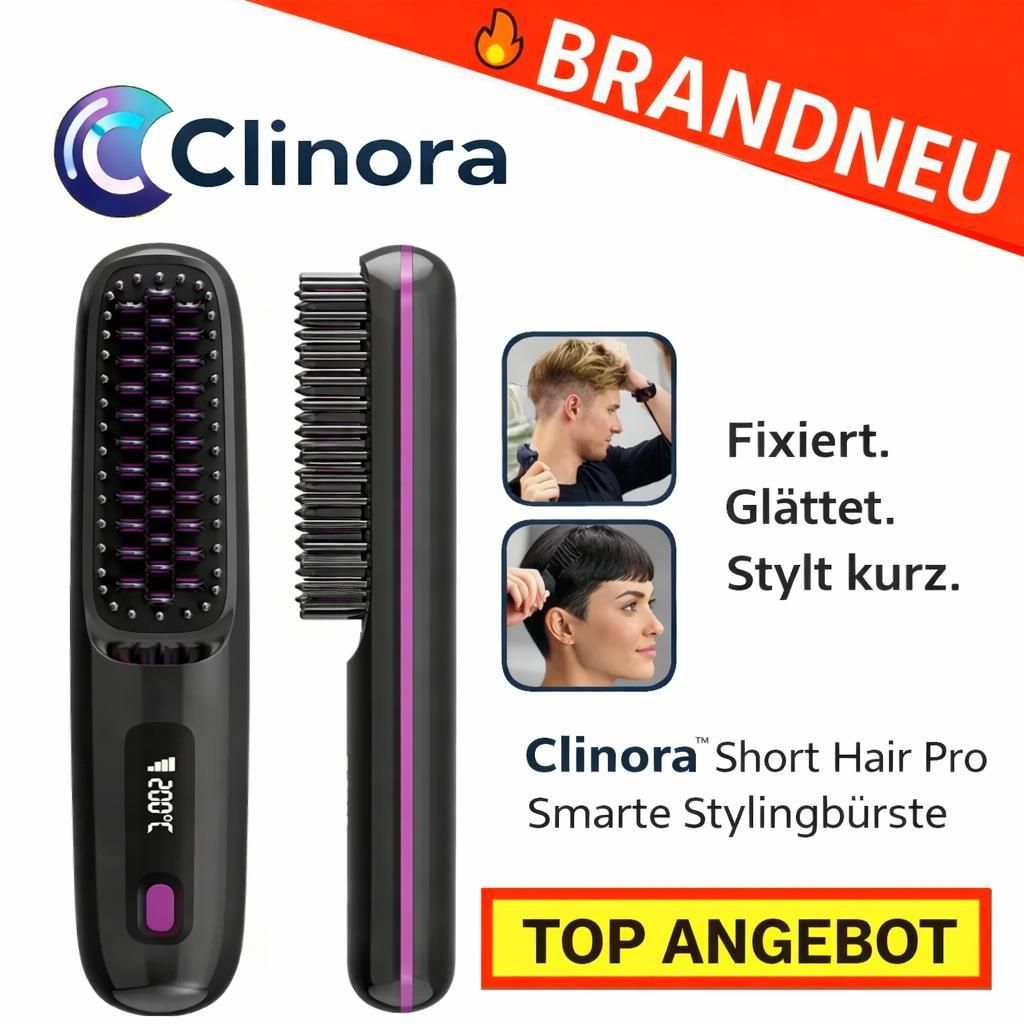 Clinora Short Hair Pro – Smarte Stylingbürste für präzises Kurzhaar-Styling: Schwarz
