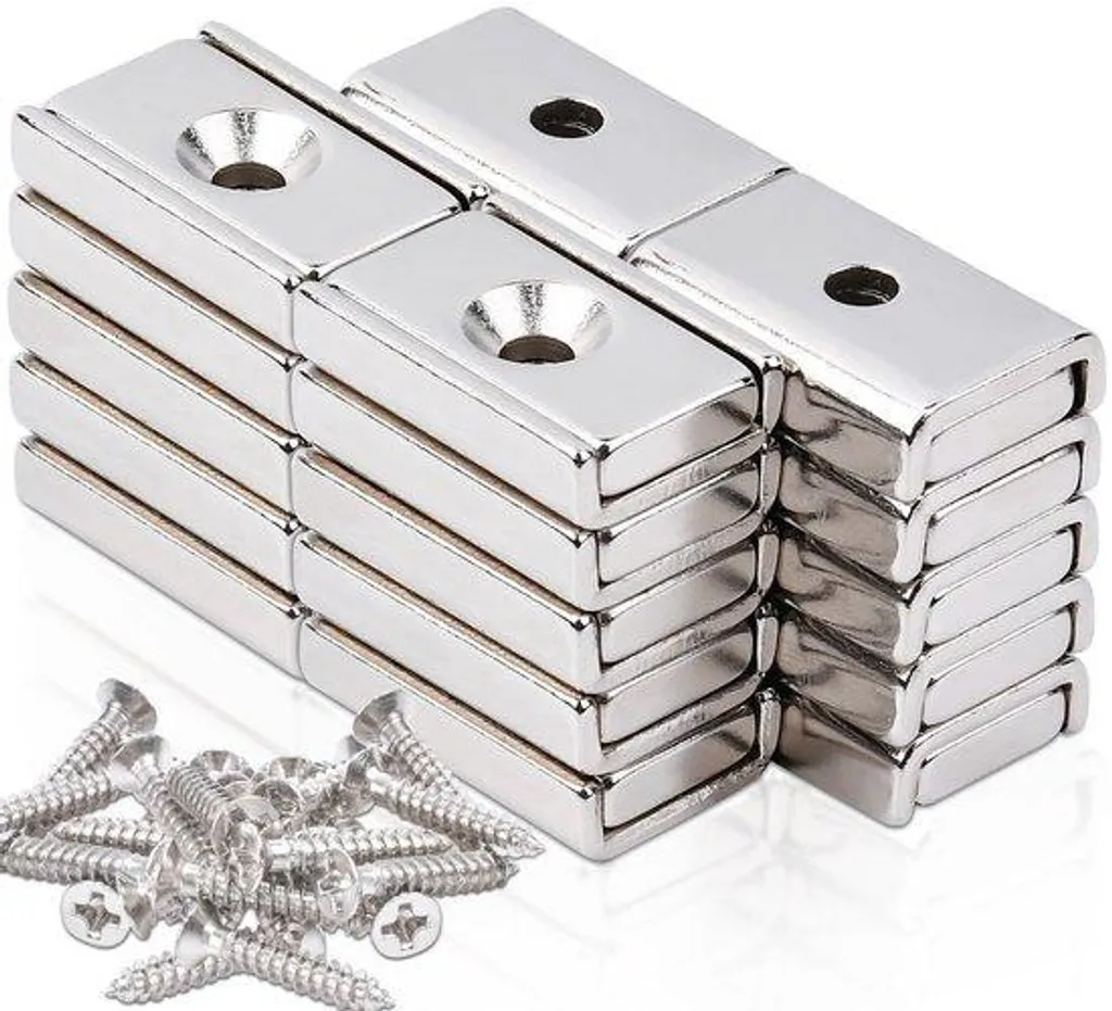 Aimants en néodyme 20x13,5x5 mm avec trou lot de 20 pièces ultra puissants