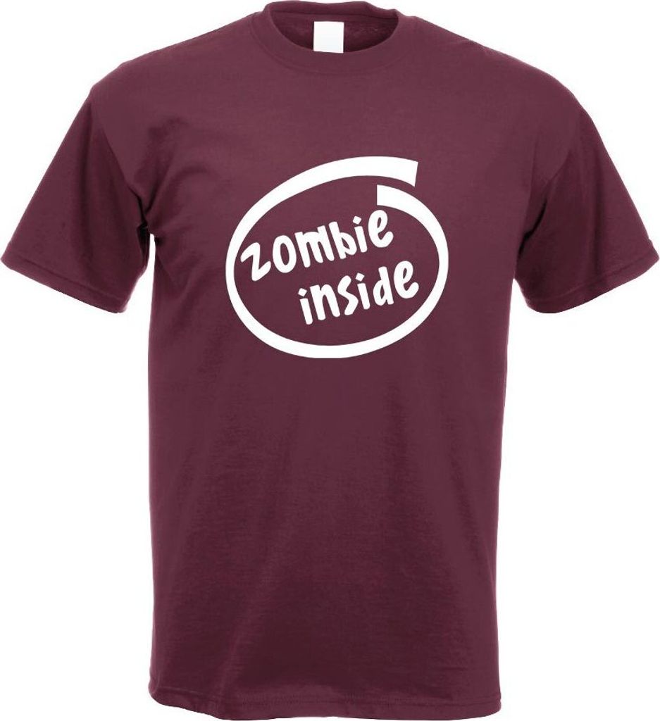 Kiwistar - T-Shirt - Burgund - Zombie Inside Motiv Bedruckt Funshirt Design Print - mit Motiv Bedruckt - Funshirt Design - Sport - Freizeit - Herre...