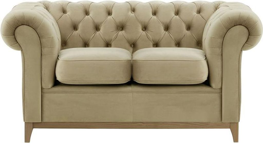 Zweisitzer-Sofa Chesterfield Wood-Velluto 3-wax black