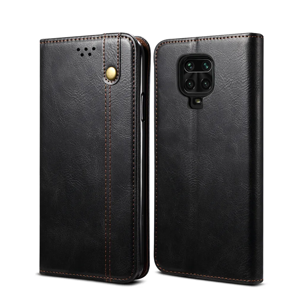Custodia Elegante Xiaomi Redmi Note 9 Pro Pelle Flip Nera Portafoglio