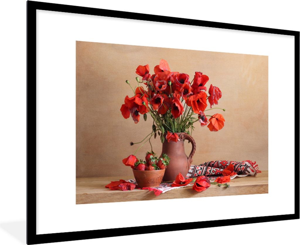 MuchoWow MuchoWow Gerahmtes Poster Stilleben - Blumen - Blätter 90x60 cm - Poster mit zchwarzem Bilderrahmen - Wanddekoration - Fotos