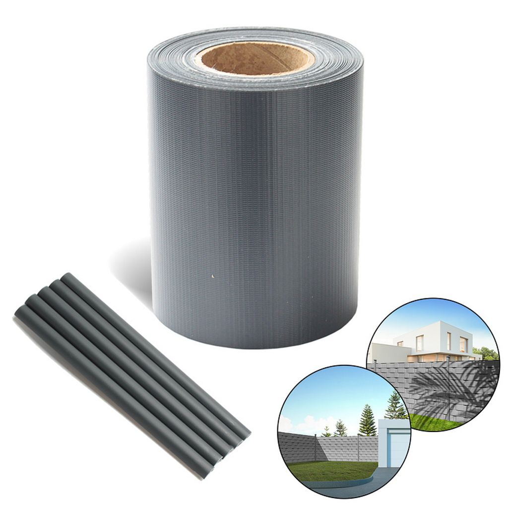 Sichtschutzstreifen Zaun Folie Blickdicht Dick PVC Doppelseitiger Reflexionsarm Sonnenschutz Sichtschutzfolie 2 Rollen á 70m x 19cm Anthrazit