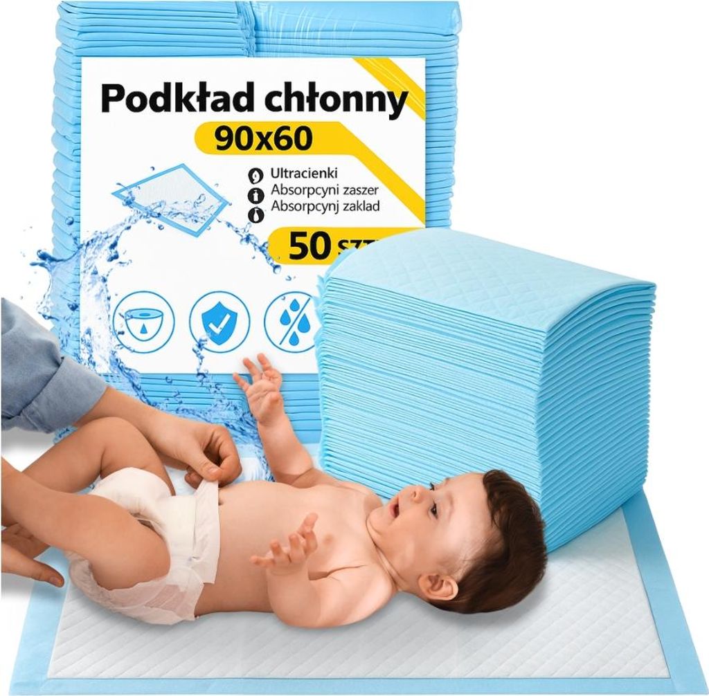 Podkłady higieniczne 60x90 50szt maty chłonne na łóżko Zdjęcie produktu 