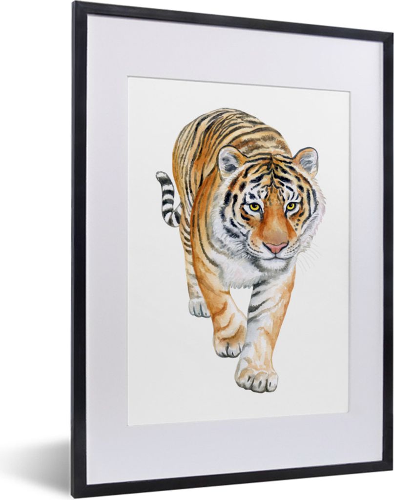 MuchoWow MuchoWow Gerahmtes Poster Tiger - Augen - Gelb 30x40 cm - Poster mit zchwarzem Bilderrahmen - Wandposter Schlafzimmer