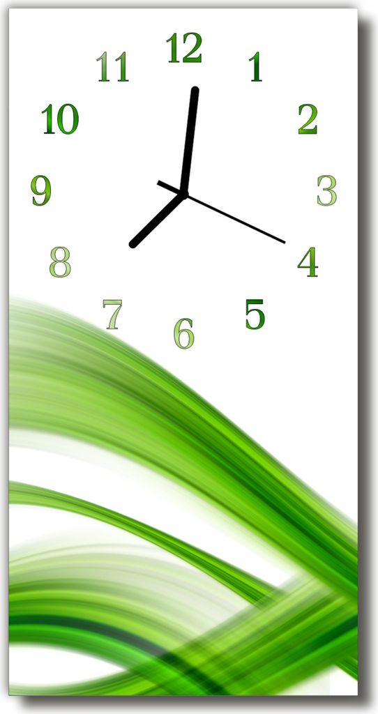 Tulup Glasuhr Wanduhr Küchenuhr Echt-Glas 30x60 Muster Grün