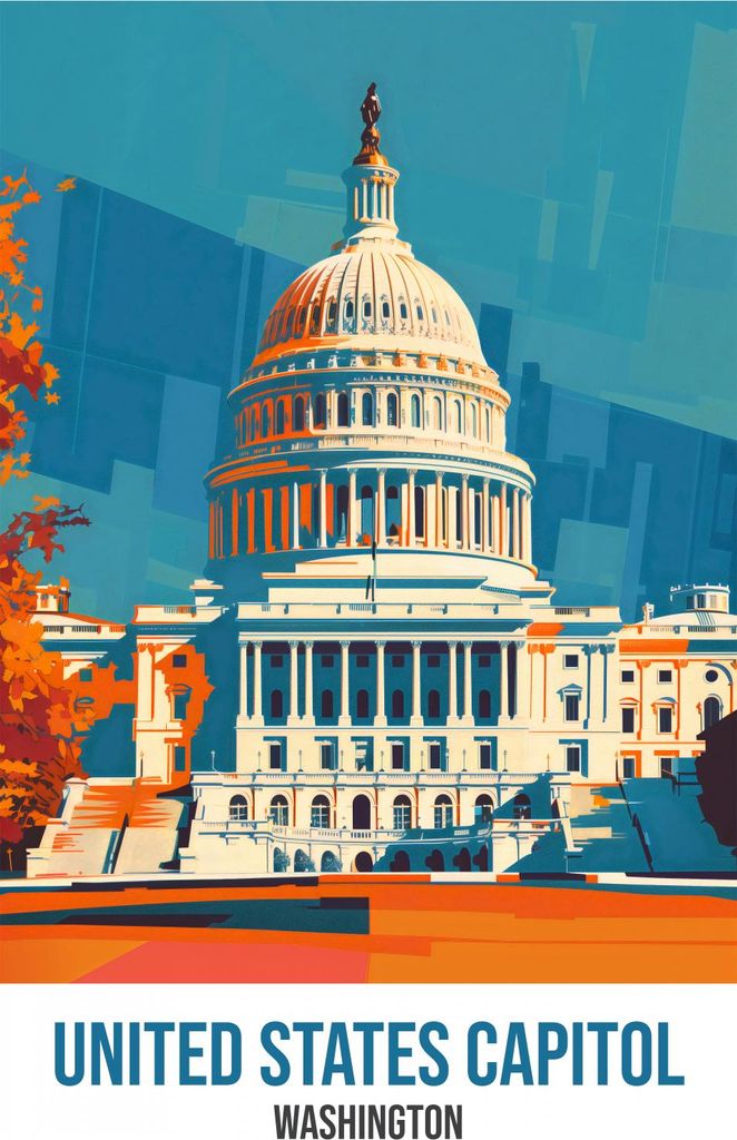 Plakat 53x81cm Kapitol der Vereinigten Staaten, Washington
