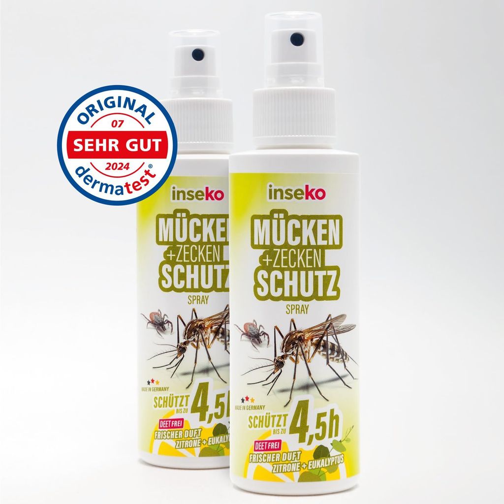 inseko 2x Mückenschutz Spray I Zeckenspray I Mückenspray I Insektenschutz für Haut und Kleidung (100ml) - 2 Flaschen (442352)