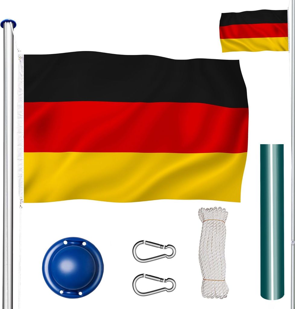 tectake® Aluminium Fahnenmast wetterfest inklusive Seilzug Produktbild 