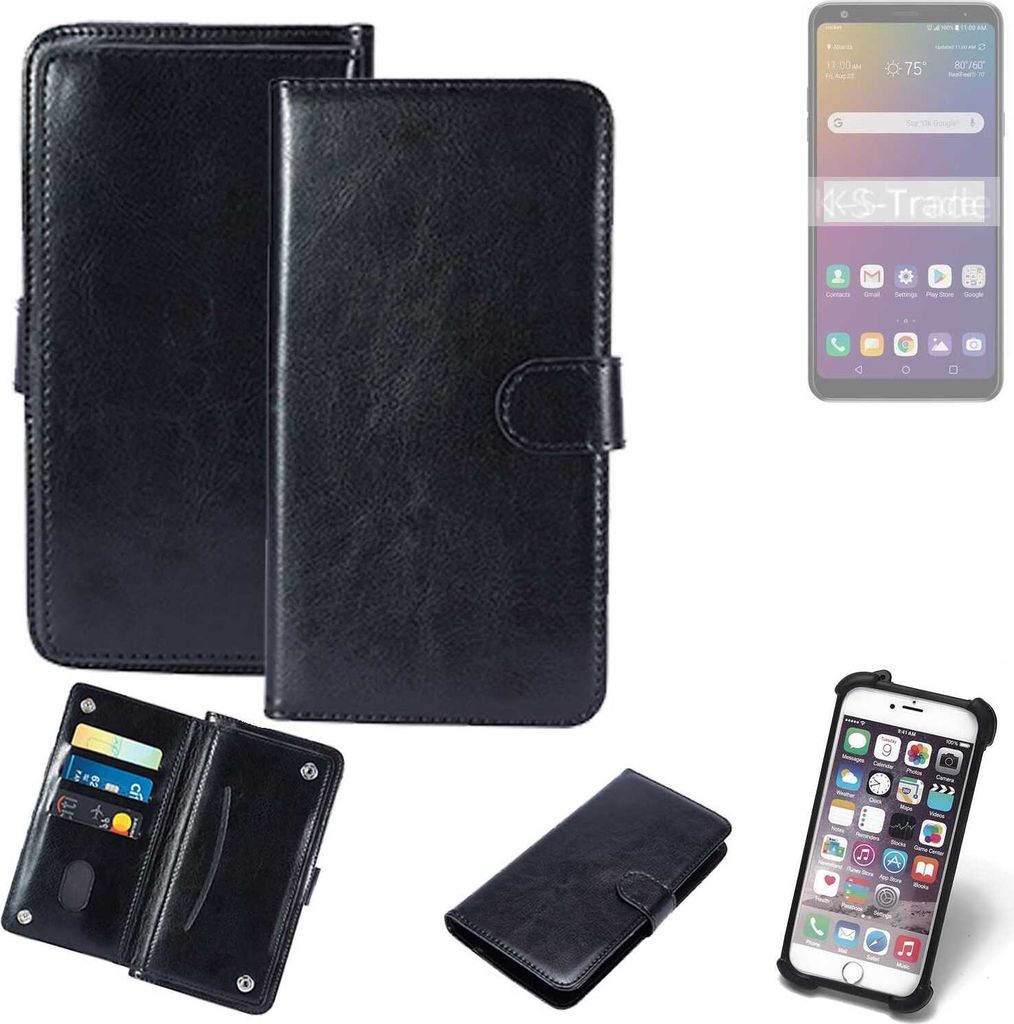 K-S-Trade 360° Hülle kompatibel mit LG Electronics W30 Pro schwarz Kunstleder Case BookCase WalletCase Kunstlederederhülle Handyhülle,