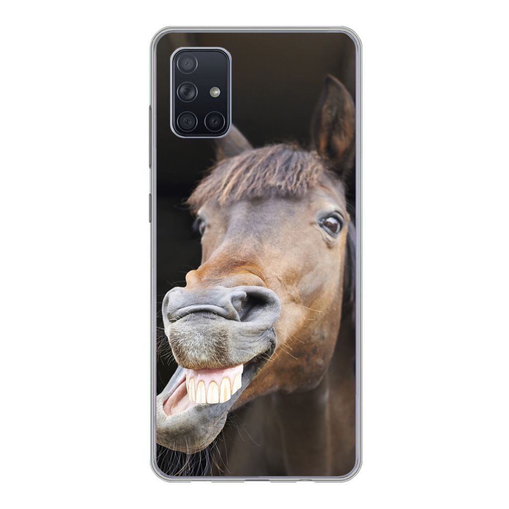 MuchoWow Handyhülle Schutzhülle Hülle für Samsung Galaxy A71 Pferd - Lustig - Stall - Kinder - Jungen - Mädchen - Kinder Silikon Softcase Ha...