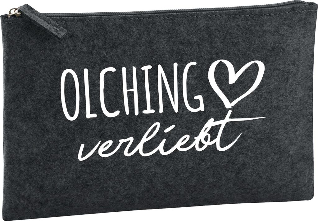 Huuraa Kulturbeutel Olching verliebt 1 Liter Charcoal Filz Kosmetiktasche Geschenkidee