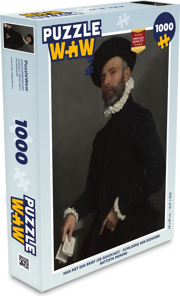 MuchoWow Puzzle 1000 Teile Mann mit einem Brief (Der Anwalt) - Gemälde von Giovanni Battista Moroni - Spielzeug - Alt und Jung - Spiele - Puzzeln