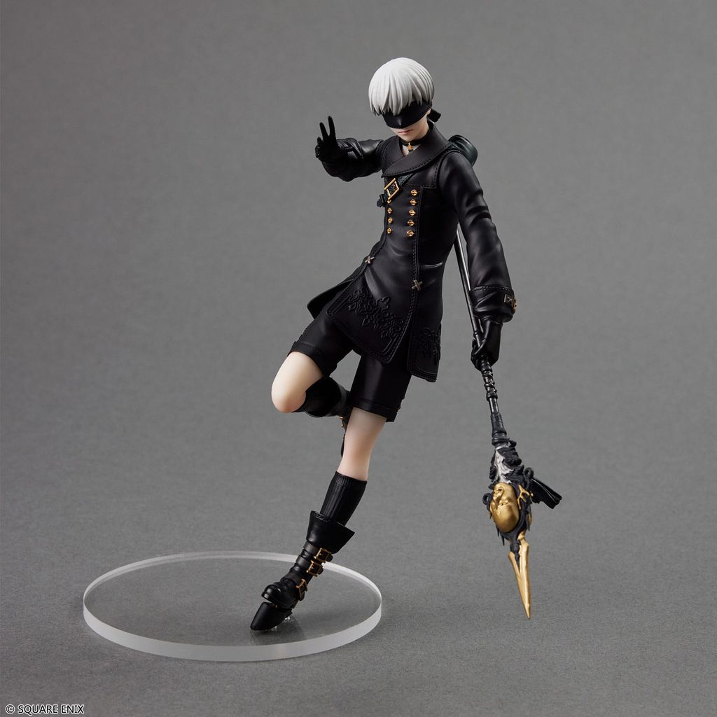 A figure of the character 2B from NieR:Automata, displayed against a plain gray background.