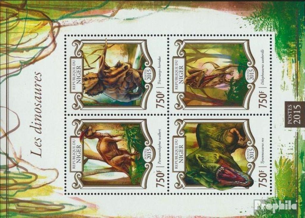 Briefmarken Niger 2015 Mi 3290-3293 Kleinbogen (kompl. Produktbild 