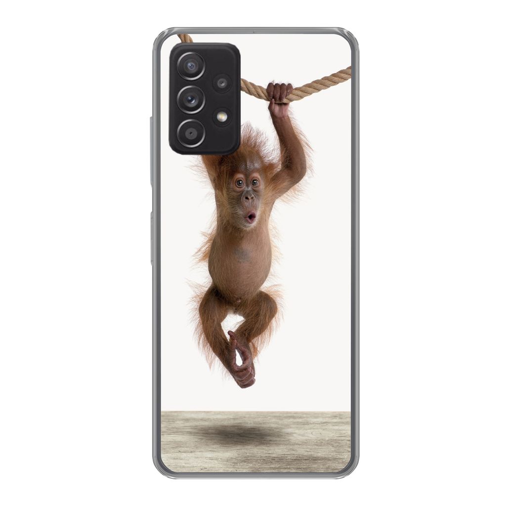 MuchoWow Handyhülle Schutzhülle Hülle für Samsung Galaxy A33 5G Affe - Tiere - Kinder - Orang Utan - Jungen - Mädchen Silikon Softcase Handy...