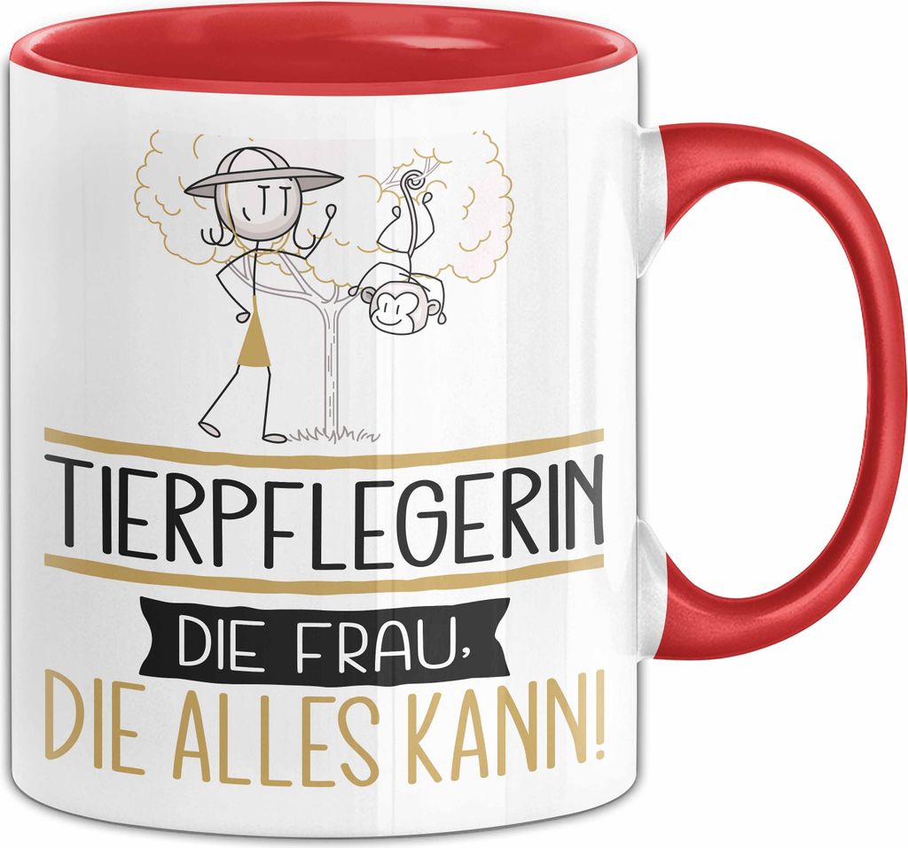 Tierpflegerin Geschenk Tasse Becher Die Frau Die Allen Kann Geschenkidee für eine Tierpflegerin Lustig (Rot)