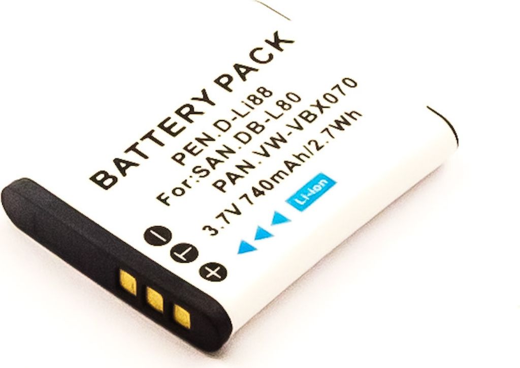 Akku für Pentax D-Li88, Panasonic VW-VBX070, Sanyo DB-L80, Toshiba PX1686