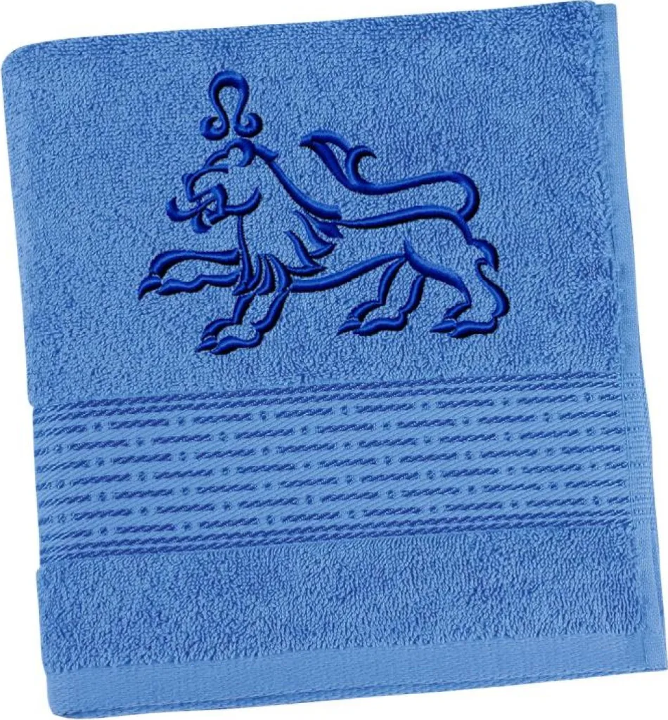 Asciugamano Blu 50x100 cm in Cotone con Segno Zodiacale Ricamato